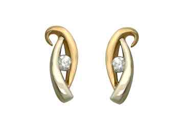 1/10 Carat Diamond 14K Two Tone Gold Earrings Alain Raphael