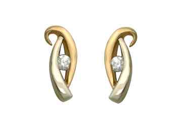 1/10 Carat Diamond 14K Two Tone Gold Earrings Alain Raphael