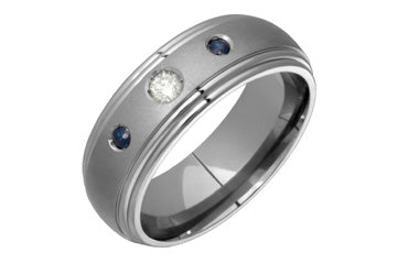 1/10 Carat Diamond & Sapphire Trio Titanium Ring Alain Raphael