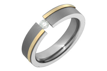 1/10 Carat Diamond Titanium & Yellow Gold Inlay Ring Alain Raphael
