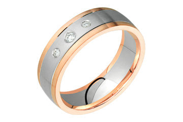 1/10 Carat Pink and White Gold Diamond Wedding Band Alain Raphael