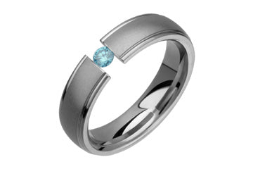 1/10 Carat Sky Blue Tension Set Titanium Ring Alain Raphael