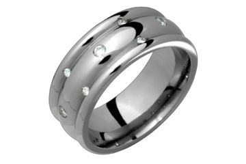 1/10 Carat Titanium Ring with Scattered Diamonds Alain Raphael