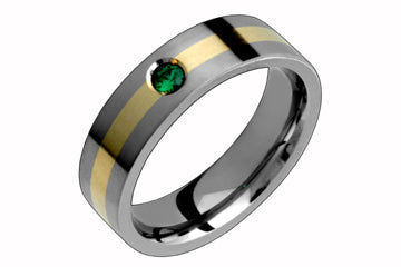 1/10 Carat Titanium and 14kt Yellow Gold with Green Diamond Alain Raphael