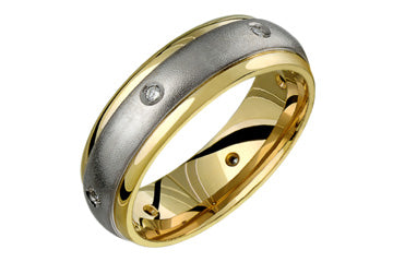 1/10 Carat Two-Tone 14kt Diamond Studded Wedding Band Alain Raphael