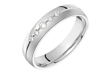 1/10 Carat White Gold 14kt 5-Stone Diamond Wedding Band Alain Raphael