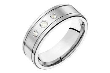 1/10 Carat White Gold 14kt Engraved Wedding Band with Diamonds Alain Raphael