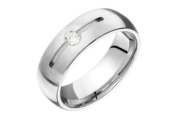 1/10 Carat White Gold Diamond Wedding Band with Center Groove Alain Raphael