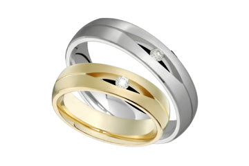 1/10 Carat White & Yellow Gold Diamond Wedding Band Set Alain Raphael
