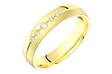 1/10 Carat Yellow Gold 14kt 5-Stone Diamond Wedding Band Alain Raphael