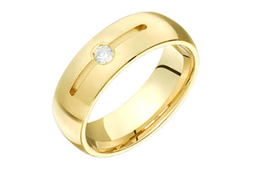 1/10 Carat Yellow Gold Diamond Wedding Band with Center Groove Alain Raphael