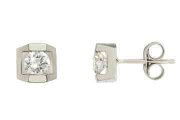 1/2 Carat Diamond 14K White Gold Solitaire Stud Earrings Alain Raphael