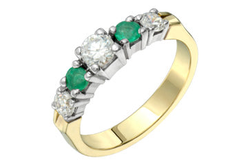 1/2 Carat Diamond & Emerald Semi-Eternity Ring Alain Raphael