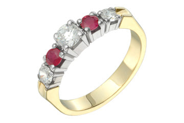 1/2 Carat Diamond & Ruby Semi-Eternity Ring Alain Raphael
