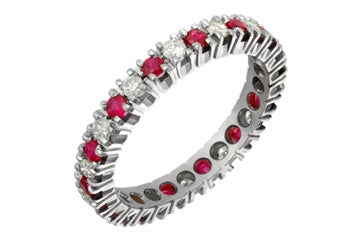 1/2 Carat Ruby & Diamond White Gold Eternity Ring Alain Raphael