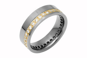 1/2 Carat Titanium and Yellow Gold Inlay Eternity Diamond Ring Alain Raphael