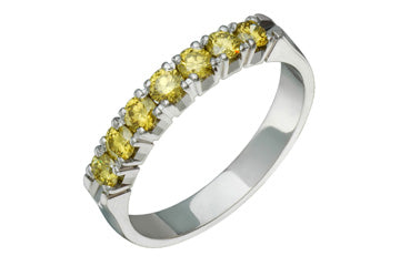 1/2 Carat Yellow Diamond 7-Stone White Gold Ring Alain Raphael