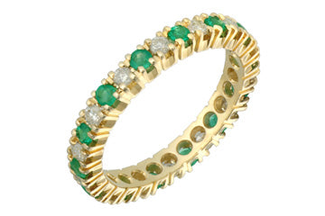 1/2 Carat Yellow Gold Diamond & Emerald Eternity Ring Alain Raphael