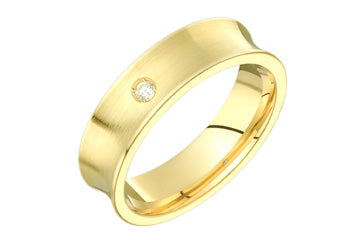 1/20 Carat Concaved Yellow Gold 14kt Diamond Wedding Band Alain Raphael