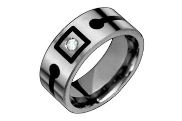 1/20 Carat Diamond Black Square Designed Titanium Ring Alain Raphael