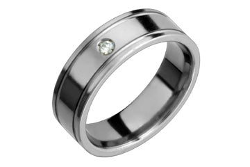 1/20 Carat Diamond Grooved Titanium Ring Alain Raphael