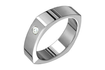1/20 Carat Flat Style Titanium Band With Diamond Alain Raphael
