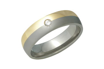 1/20 Carat Titanium and 14kt Yellow Gold Band with Diamond Alain Raphael