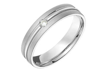 1/20 Carat White Gold 14kt Diamond Grooved Wedding Band Alain Raphael