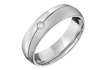 1/20 Carat Yellow Gold 14kt Diagonal Engraving Wedding Band with Diamond Alain Raphael