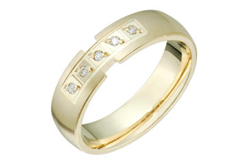 1/20 Carat Yellow Gold 5-Stone Diamond Wedding Band Alain Raphael