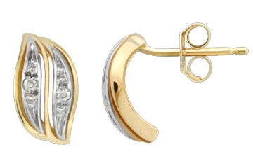 1/25 Carat Diamond 14K Yellow Gold Leaf Earrings Alain Raphael