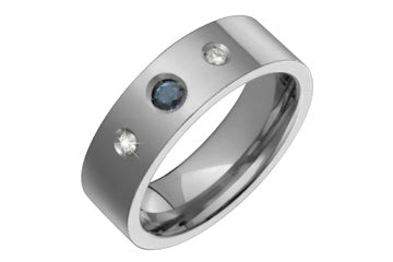 1/25 Carat Diamond & Blue Sapphire Titanium Ring Alain Raphael