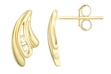 1/25 Carat Diamond Fan Shape 14K Yellow Gold Earrings Alain Raphael