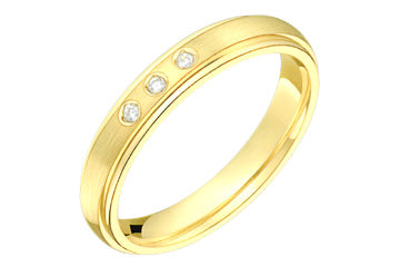 1/25 Carat Yellow Gold Three Stone 14kt Diamond Wedding Band Alain Raphael