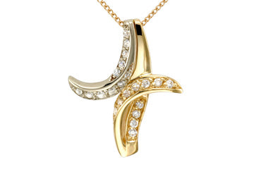 1/3 Carat Diamond Two Tone Arched Pendant With Chain Alain Raphael