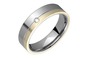 1/33 Carat Diamond Titanium & Yellow Gold Inlay Ring Alain Raphael