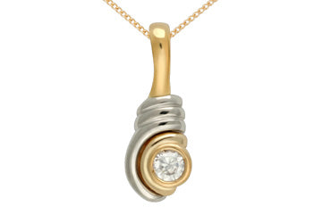 1/4 Carat Diamond 14K Two Tone Gold Pendant With Chain Alain Raphael