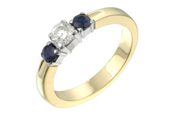 1/4 Carat Diamond & Blue Sapphire Two Tone Ring Alain Raphael