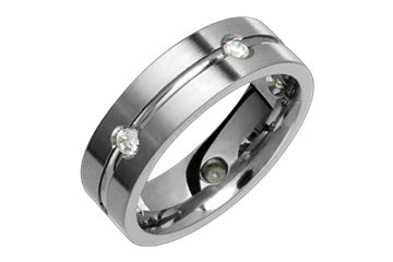 1/4 Carat Diamond Grooved Titanium Ring Alain Raphael