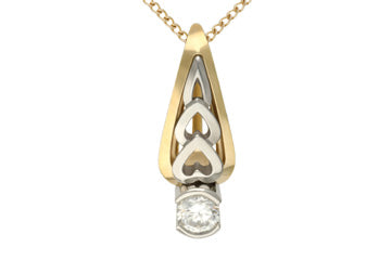 1/4 Carat Diamond Heart 14K Two Tone Pendant With Chain Alain Raphael