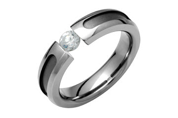 1/4 Carat Engraved Titanium Ring with Tension Set Diamond Alain Raphael