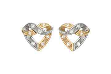 1/4 Carat Heart Shaped Diamond 14K Two Tone Earrings Alain Raphael
