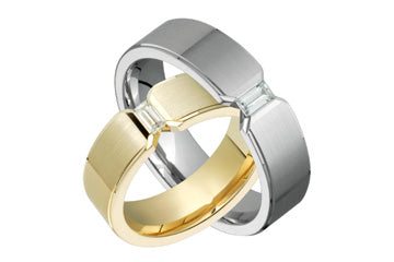 1/4 Carat Ladies & Gents Baguette Diamond Matching Rings Alain Raphael