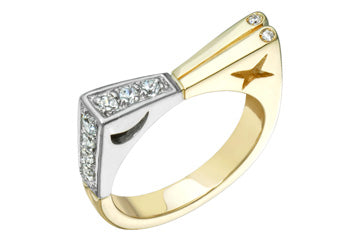 1/4 Carat Two-Tone Star & Moon Diamond Ring Alain Raphael