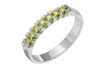 1/4 Carat White Gold Semi-Eternity Yellow Diamond Ring Alain Raphael