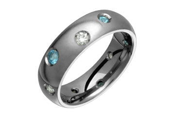 1/5 Carat Assorted Diamond & Blue Topaz Titanium Ring Alain Raphael