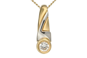 1/5 Carat Diamond 14K Two Tone Pendant WIth Chain Alain Raphael