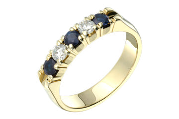 1/5 Carat Diamond & Blue Sapphire Semi-Eternity Ring Alain Raphael