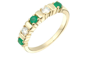 1/5 Carat Diamond & Emerald Yellow Gold Semi-Eternity Ring Alain Raphael