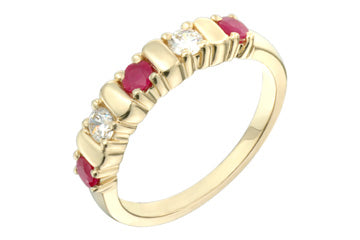 1/5 Carat Diamond & Ruby Yellow Gold Semi-Eternity Ring Alain Raphael